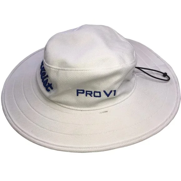Golf TITLEIST Wide Brim Hat.White Blue.FJ PROV1.White with Blue Writing
